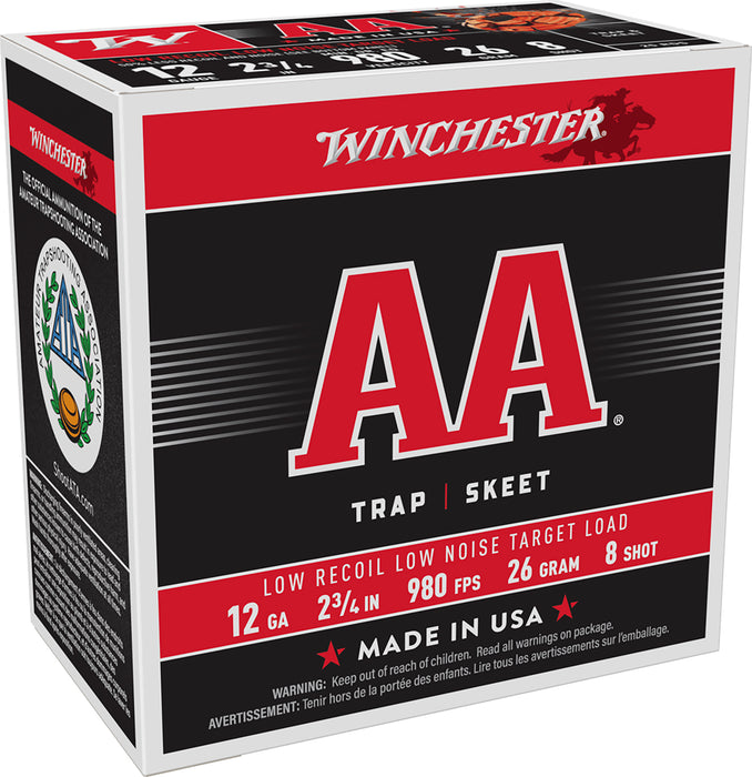 Winchester Ammo AA12FL8 AA Low Recoil 12 Gauge 2.75" 26 Gram 980 fps 8 Shot 25 Bx/10 Cs