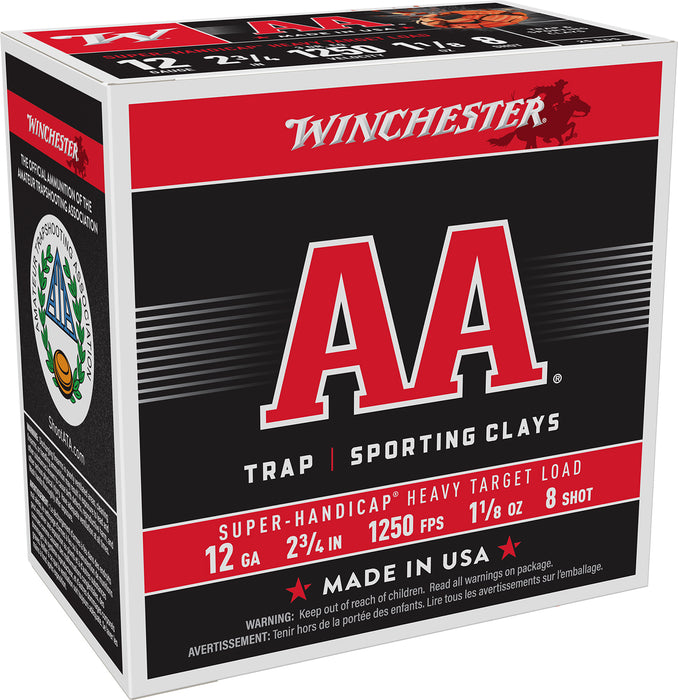 Winchester Ammo AAHA128 AA Super Handicap Heavy Target 12 Gauge 2.75" 1 1/8 oz 1250 fps 8 Shot 25 Bx/10 Cs