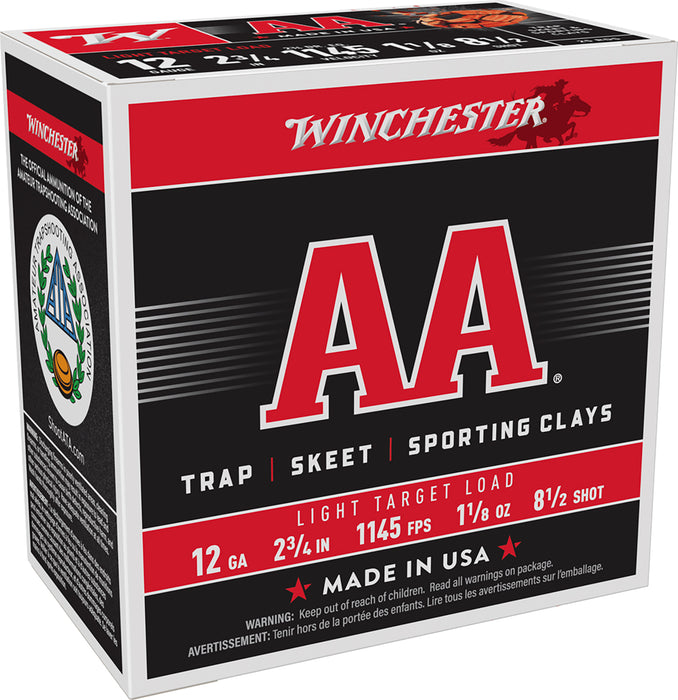 Winchester Ammo AA1285 AA Light Target 12 Gauge 2.75" 1 1/8 oz 1145 fps 8.5 Shot 25 Bx/10 Cs