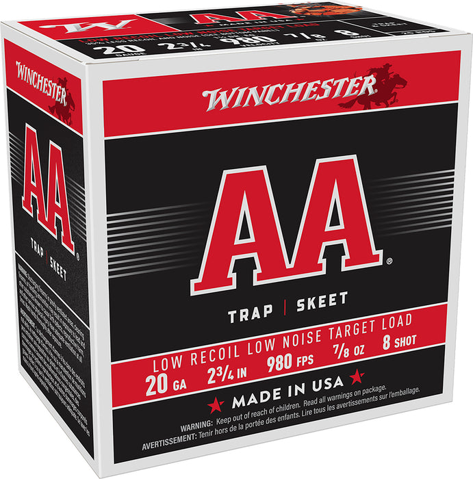 Winchester Ammo AA20FL8 AA Low Recoil 20 Gauge 2.75" 7/8 oz 890 fps 8 Shot 25 Bx/10 Cs