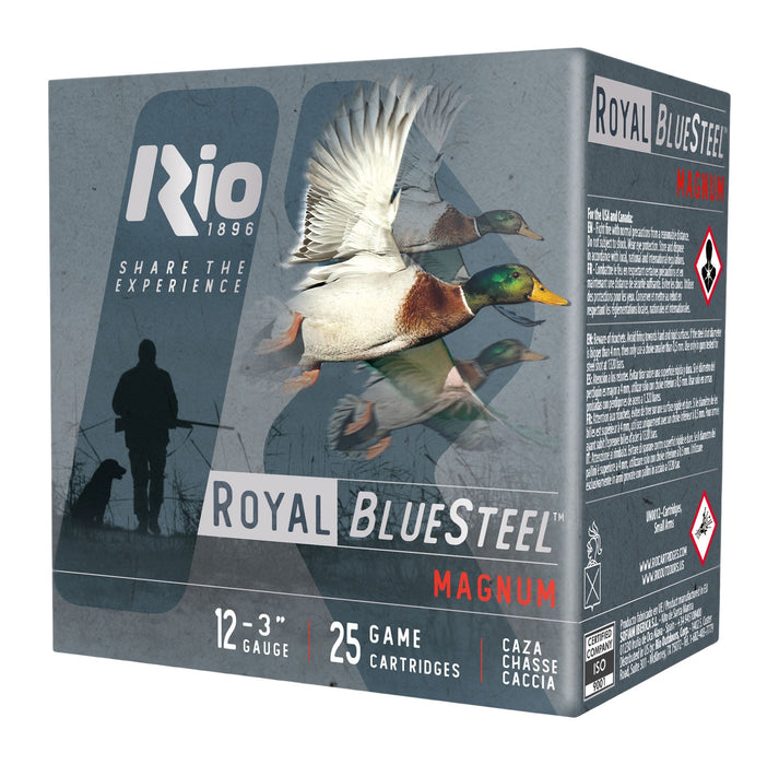 Rio Ammunition RBSM362 Royal BlueSteel Magnum 12Gauge 3" 1 1/4oz 2Shot 25 Per Box/10 Case