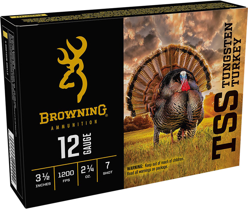 Browning Ammo B193921247 TSS Turkey 12 Gauge 3.50" 2 1/4 oz 7 Shot, Tungsten Super Shot 1200 fps 5 Bx/10 Cs