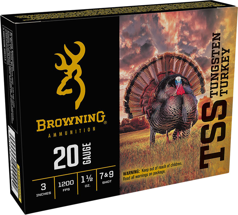 Browning Ammo B193922030 TSS Turkey 20 Gauge 3" 1 1/2 oz 7 & 9 Shot,  Tungsten Super Shot 1200 fps 5 Bx/10 Cs