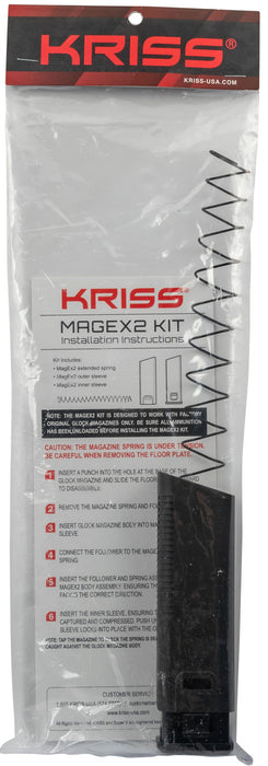 Kriss USA KVAMX2K45BL00 Mag-Ex2 Extension Kit Extended 45 ACP 30 Compatible w/ Glock 21 Gen3-5 13rd Magazines Black Polymer