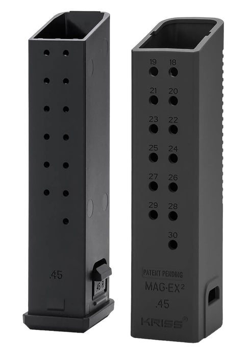 Kriss USA KVAMX2K45BL00 Mag-Ex2 Extension Kit Extended 45 ACP 30 Compatible w/ Glock 21 Gen3-5 13rd Magazines Black Polymer