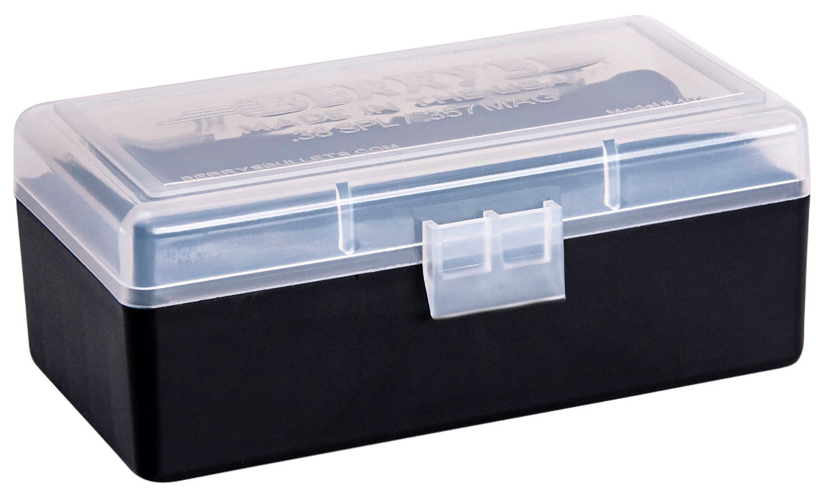 Berry's 61687 Ammo Box  38 Special/ 357 Mag Clear/Black Polypropylene 1.70" L x 0.40" 50rd