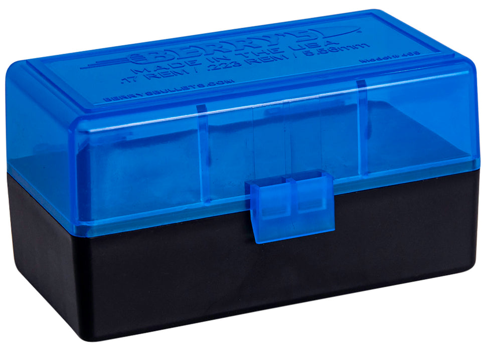 Berry's 44661 Ammo Box  223 Rem 5.56x45mm NATO Blue/Black Polypropylene 2.33" L x 0.42" 50rd