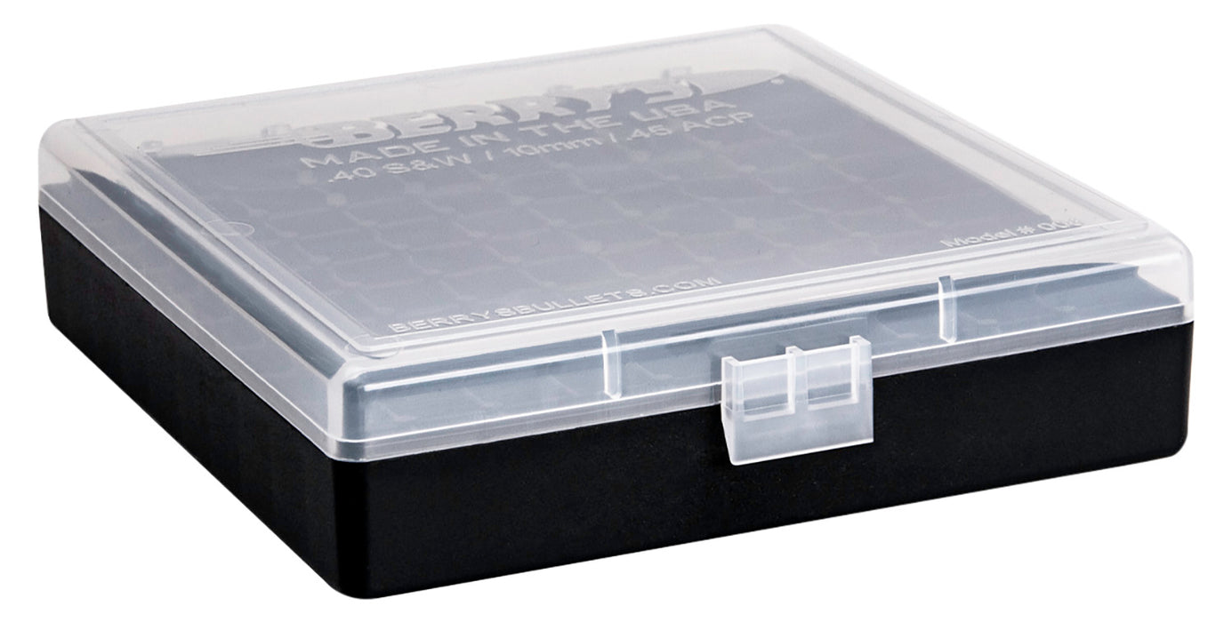 Berry's 16678 Ammo Box  40 S&W/ 45 ACP Clear/Black Polypropylene 1.27" L x 0.48" 100rd