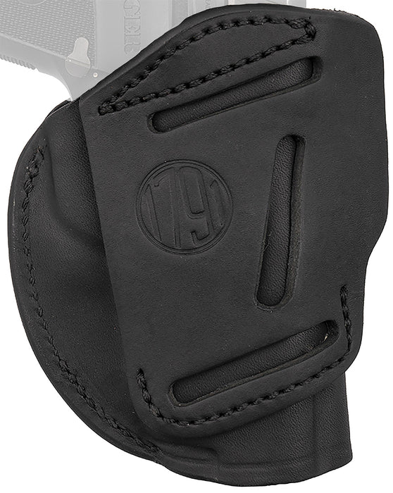 1791 Gunleather 4WH1SBLL 4-Way  IWB/OWB 01 Stealth Black Leather Belt Clip Fits 3-4" Barrel 1911 Left Hand