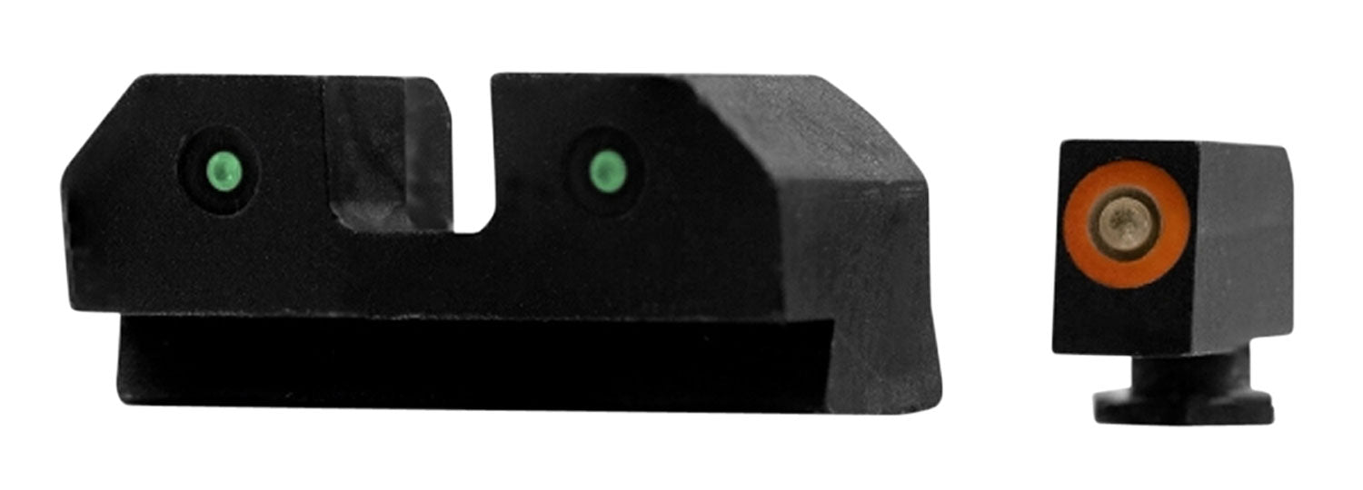 XS Sights GLR012P6N R3D  Night Sights fits Glock  Black | Green Tritium Orange Outline Front Sight Green Tritium  Rear Sight