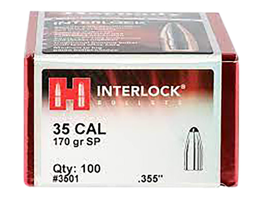 Hornady 3501 InterLock  35 Cal .355 170 gr Spire Point 100 Per Box/ 15 Case