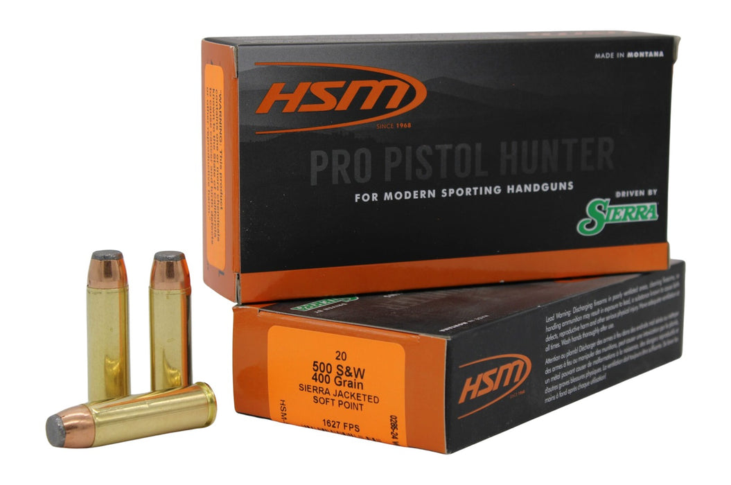 HSM 500SW9N Pro Pistol  500 S&W Mag 400 gr Jacketed Soft Point 20 Per Box/ 25 Case