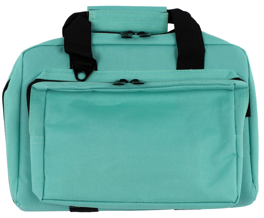 US PeaceKeeper P21102 Mini Range Bag Water Resistant Robin's Egg Blue 600D Polyester with 8 Mag Pockets, Lockable Zippers & Wraparound Handles 12.75" L x 8.75" H x 3" D Exterior Dimensions