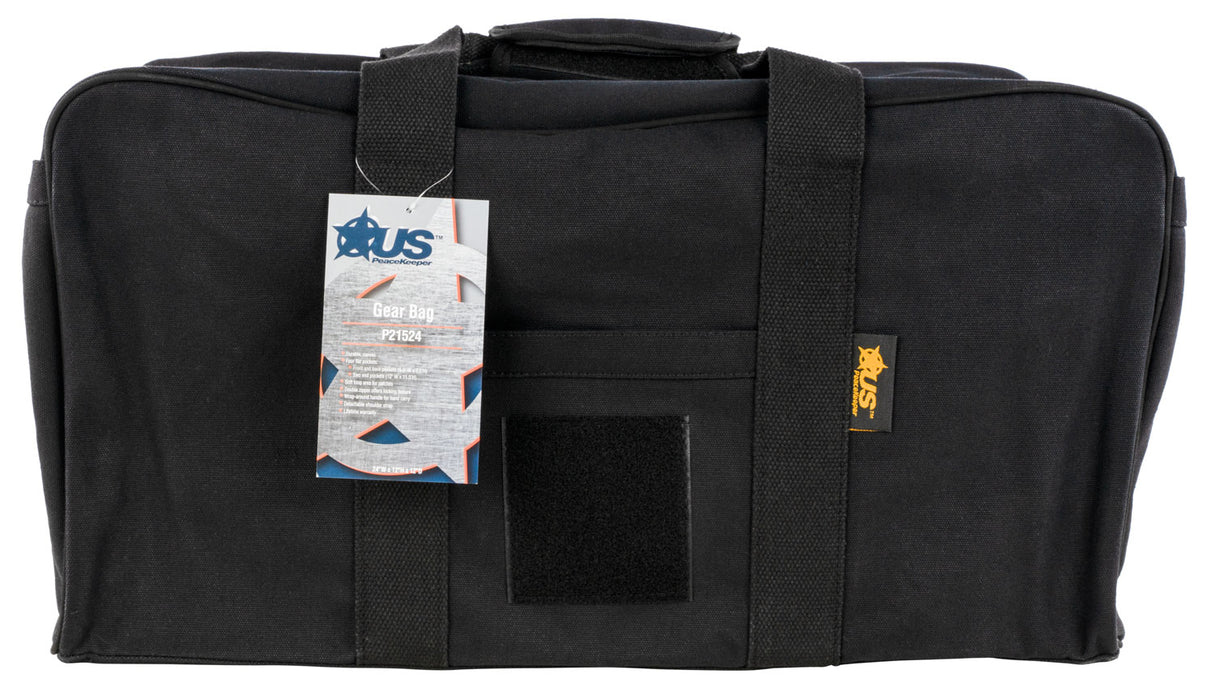 US PeaceKeeper P21524 Gear Bag  Black Canvas with 4 Flat Pockets, Soft Loop Area, Lockable Zippers & Detachable Shoulder Strap 24" L x 12" H x 12" D Dimensions