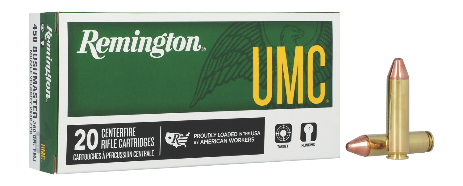 Remington Ammunition 23661 UMC  450Bushmaster 260gr Full Metal Jacket 20 Per Box/10 Case