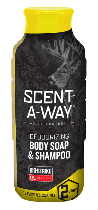 Scent-A-Way 100089 Bio-Strike Body Wash/Shampoo Odor Eliminator Odorless Scent 12 oz Liquid