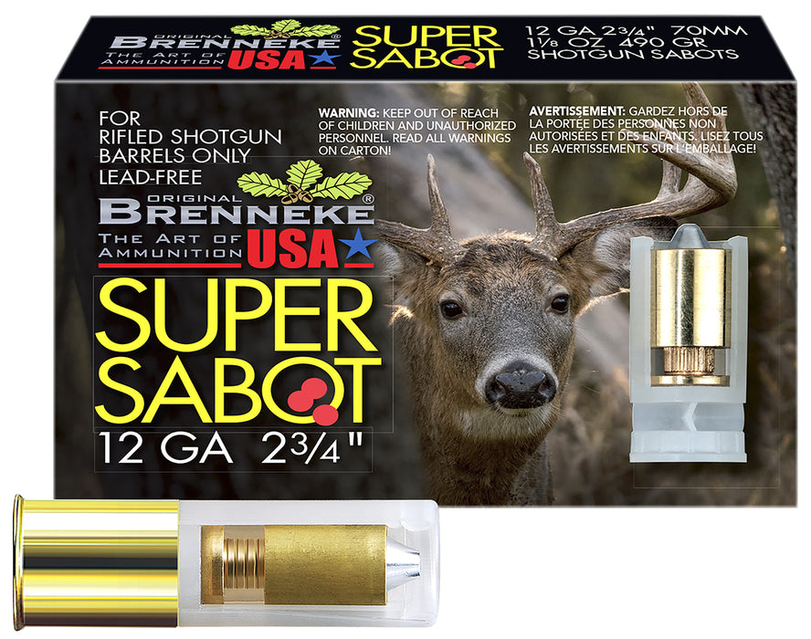 Brenneke SL122SUS SuperSabot  12 Gauge 2 3/4" 1 1/8 oz/490 gr 1526 fps Sabot Slug Shot 5 Bx/50 Cs