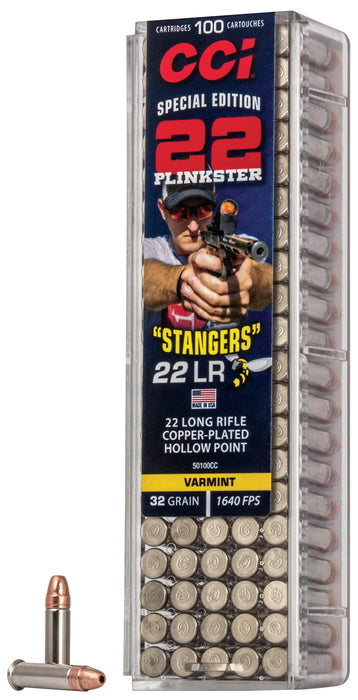 CCI 50100CC Varmint Stangers 22 LR 32 gr 1640 fps Copper Plated Hollow Point (CPHP) 100 Bx/50 Cs