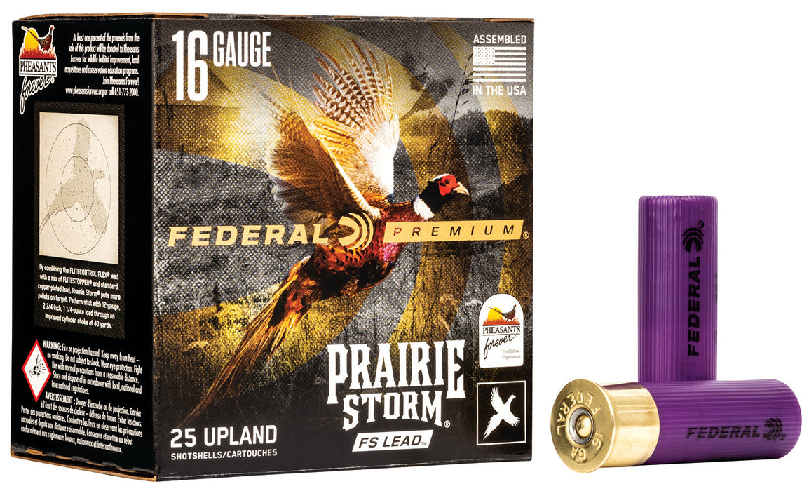 Federal PFX164FS4 Premium Prairie Storm FS 16 Gauge 2.75" 1 1/4 oz 1425 fps 4 Shot 25 Bx/10 Cs