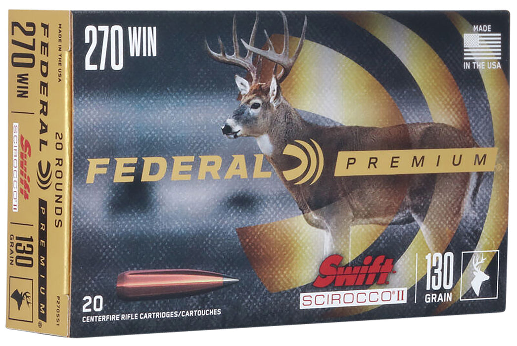 Federal P270SS1 Premium  270 Win 130 gr 3050 fps Swift Scirocco II 20 Bx/10 Cs