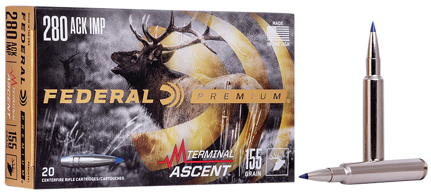 Federal P280A1TA1 Premium  280 Ackley Improved 155 gr 2930 fps Terminal Ascent 20 Bx/10 Cs