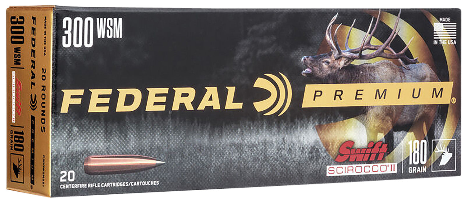 Federal P300WSMSS1 Premium  300 WSM 180 gr 2960 fps Swift Scirocco II 20 Bx/10 Cs