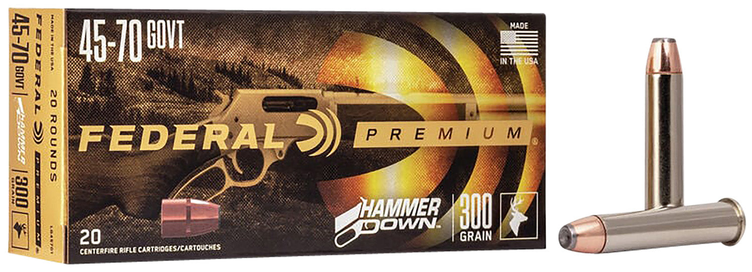 Federal LG45701 Premium HammerDown 45-70 Gov 300 gr 1850 fps Bonded Soft Point 20 Bx/10 Cs