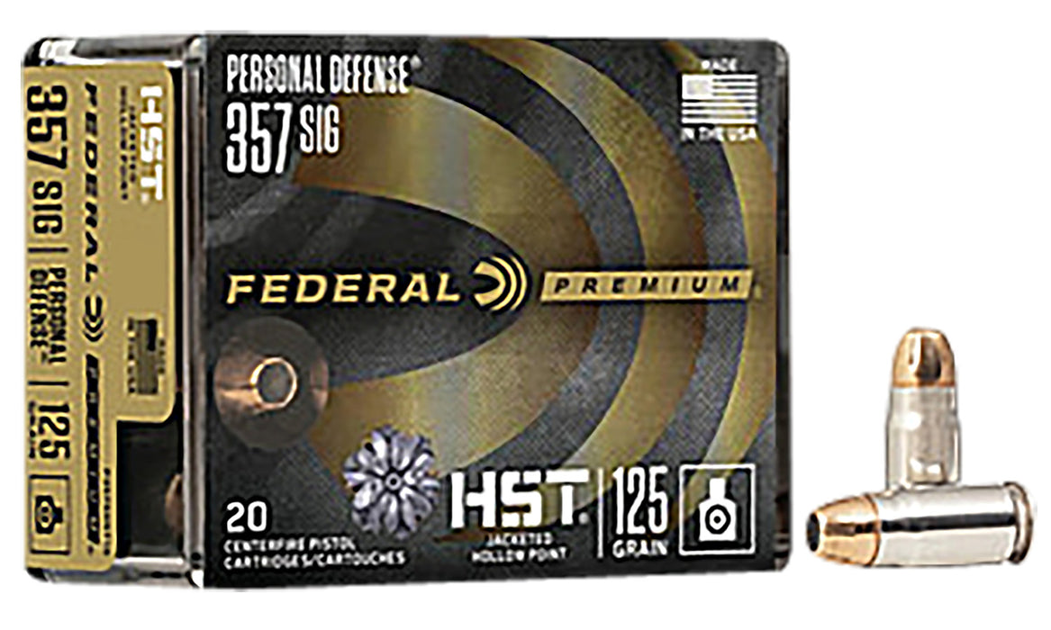 Federal P357SHST1S Premium Personal Defense 357 Sig 125 gr HST Jacketed Hollow Point 20 Per Box/10 Cs