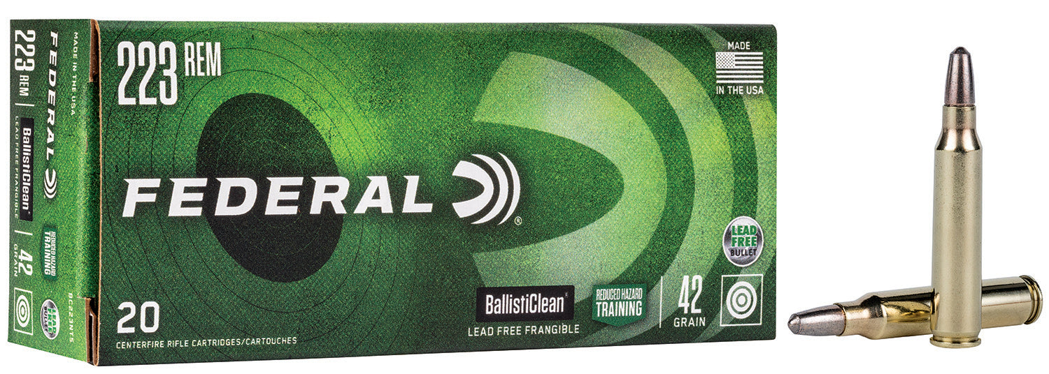 Federal BC223NT5 BallistiClean Reduced Hazard Training 223 Rem 42 gr Lead Free Frangible 20 Per Box/25 Cs