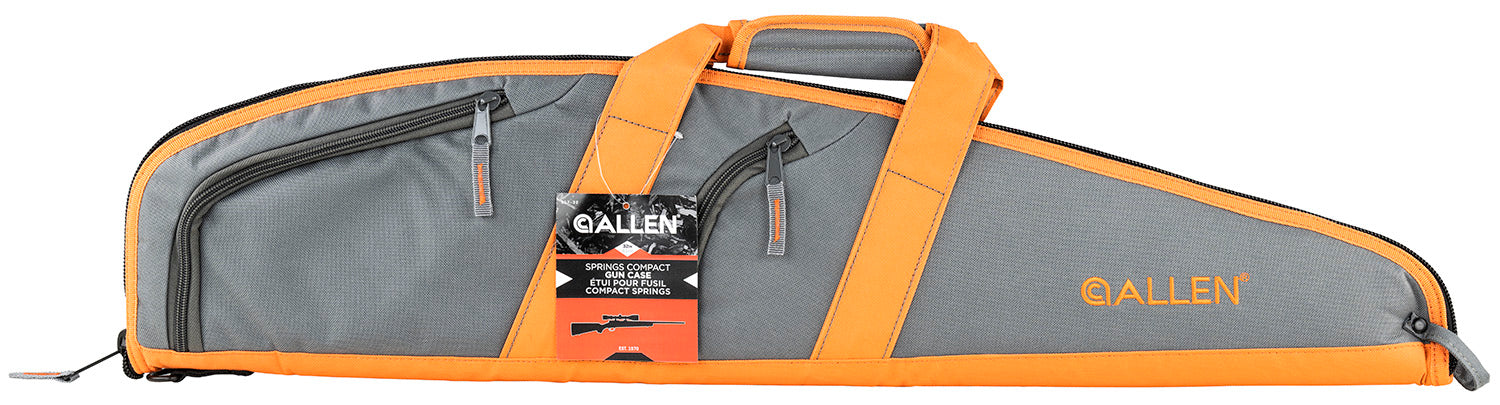 Allen 31732 Springs Compact Youth Rifle Case Fits Scoped Rifles Up To 32", Gray w/Orange Trim, Nylon Lining, Padded Handle, 2 Accessory Pockets