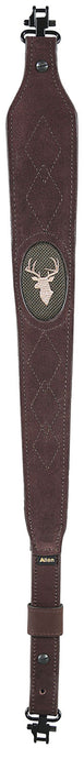 Allen 8140 Big Game  Rifle Sling w/Swivels Brown Suede w/Embroidered Deer Silhouette Adjustable Length 25" to 38" Non-Slip Suede Lining