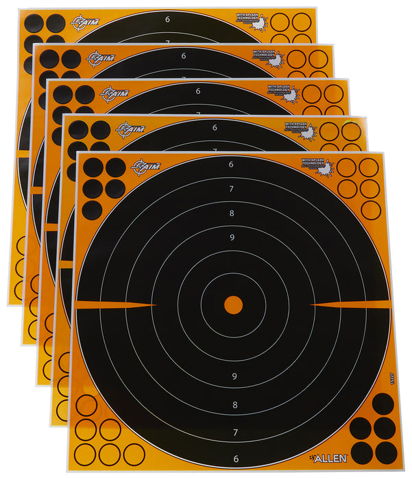EZ-Aim 15227 Splash Reactive  Self-Adhesive Paper Black/Orange 16" Bullseye 5 Pack