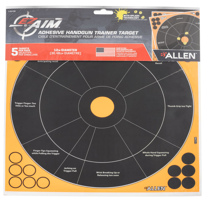 EZ-Aim 15248 Splash Reactive  Handgun Trainer Adhesive Black / Orange 5 Pack