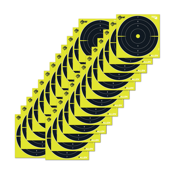 EZ-Aim 15213 Splash Reactive  8" Bullseye Hanging Paper 8" x 8" Black/Yellow White 25 Per Pkg