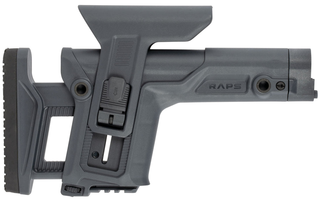 FAB Defense FXRAPSGR RAPS Rapid Adjustment Precision Stock Integrated Cheek-Rest & Adjustable LOP Ambidextrous 1Latch System Gray Polymer