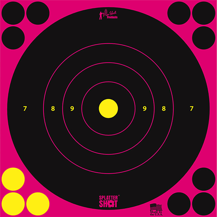 Pro-Shot 8BPINK6PK SplatterShot  Self-Adhesive Paper Black/Pink 8" Bullseye 6 Pack