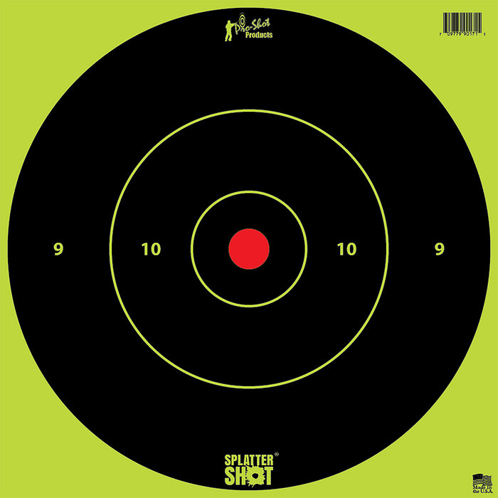 Pro-Shot 12BGREENTG12PK SplatterShot  12" Bullseye Hanging Heavy Paper Black/Red Impact Enhancement Yes White 12 PK
