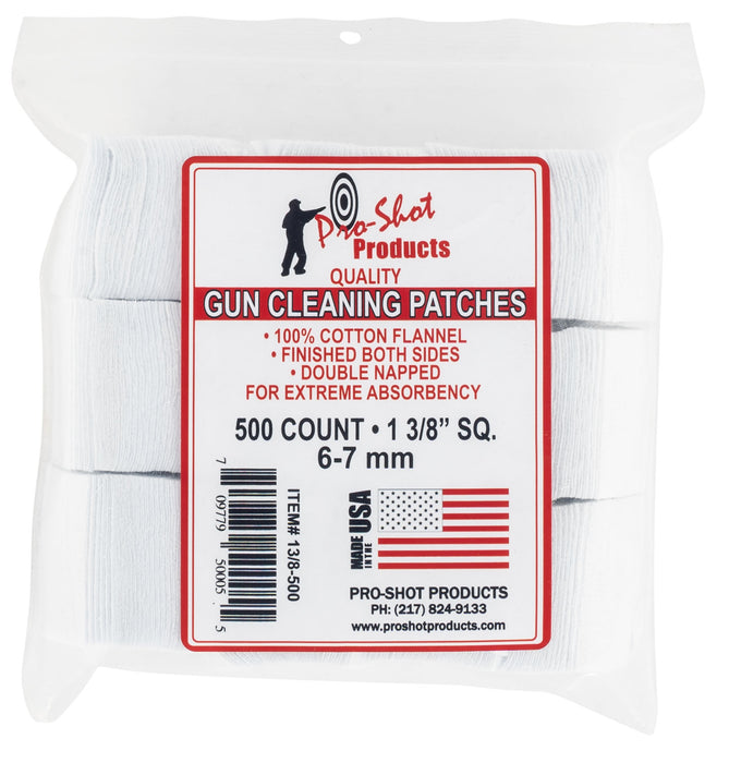 Pro-Shot 138500 Cleaning Patches  6mm/7mm 1.38" Cotton Flannel 500 Per Pkg