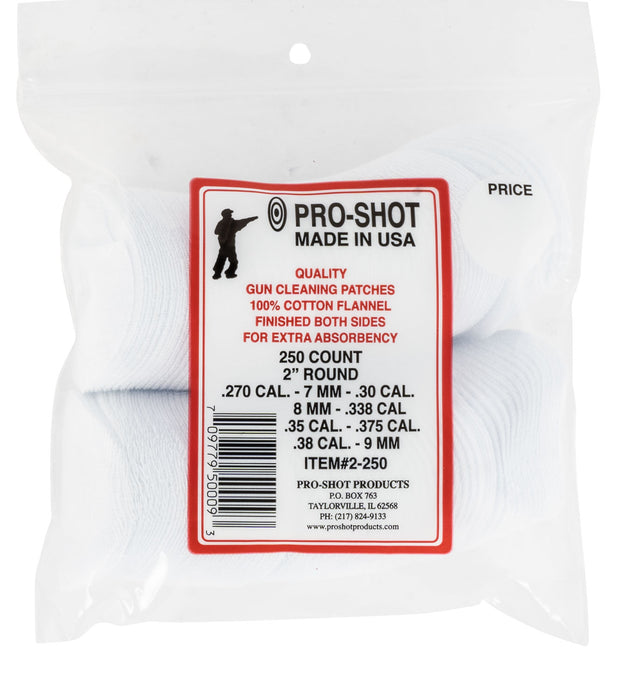 Pro-Shot 2250 Cleaning Patches  .270 - .38 Cal 2" Round Cotton Flannel 250 Pack