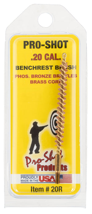 Pro-Shot 20R Bore Brush  .20/ .204 Cal Rifle #5-40" Thread Bronze Bristles Brass Core