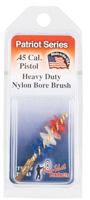 Pro-Shot PSP45 Patriot Series Bore Brush .45 Cal Pistol #8-32 Thread Nylon Bristles Brass Core