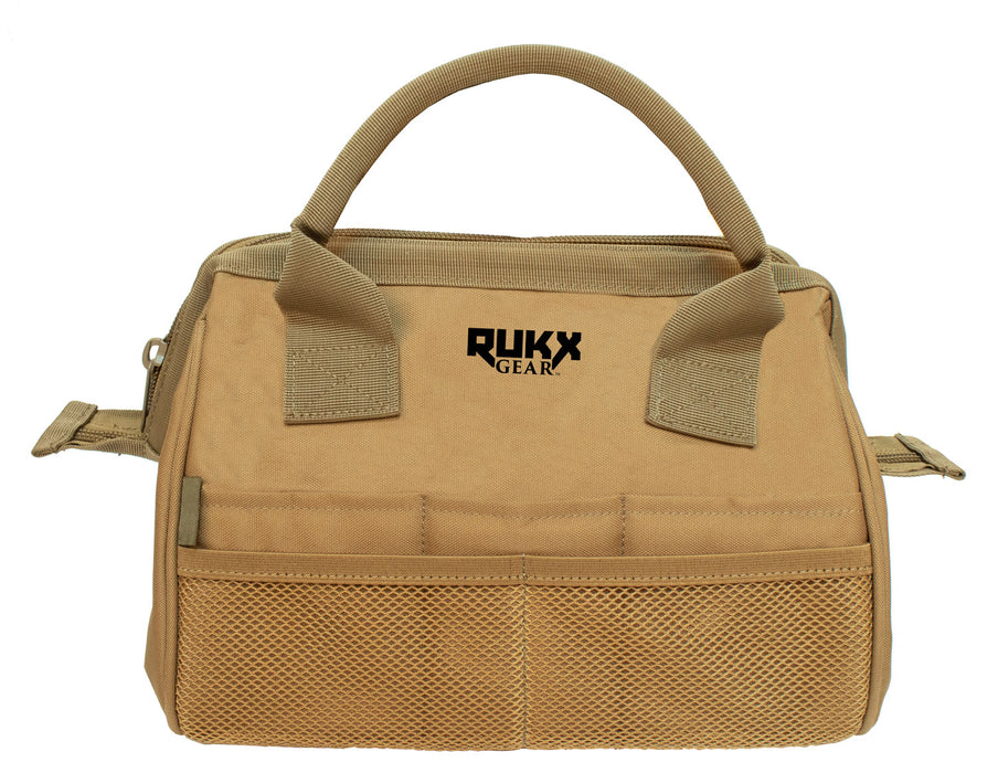 Rukx Gear ATICTTBT Tool Bag  Water Resistant Tan 600D Polyester with Internal Organization Pockets, Reinforced Hard Brass & Non-Rust Zippers 9" x 12" x 9.50" Dimensions