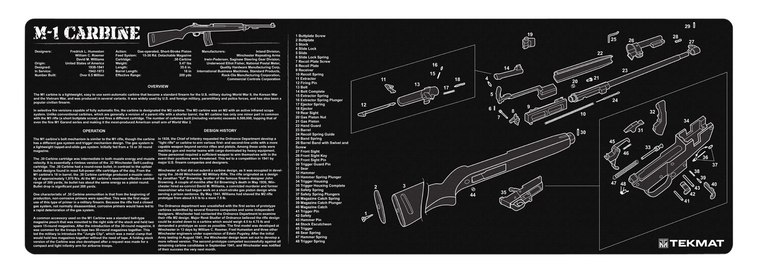 TekMat TEKR36M1CARB M1 Carbine Cleaning Mat M1 Carbine Parts Diagram 12" x 36"