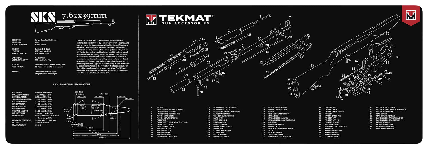 TekMat TEKR36SKS SKS Cleaning Mat SKS Parts Diagram 12" x 36"