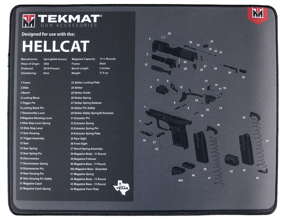 TekMat TEKR20HELLCAT Hellcat Ultra 20 Cleaning Mat Springfield Hellcat Parts Diagram 15" x 20"