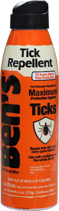 Ben's 00067300 Tick Repellent Eco-Spray Odorless Scent 6 oz Aerosol Repels Ticks Effective Up to 12 hrs