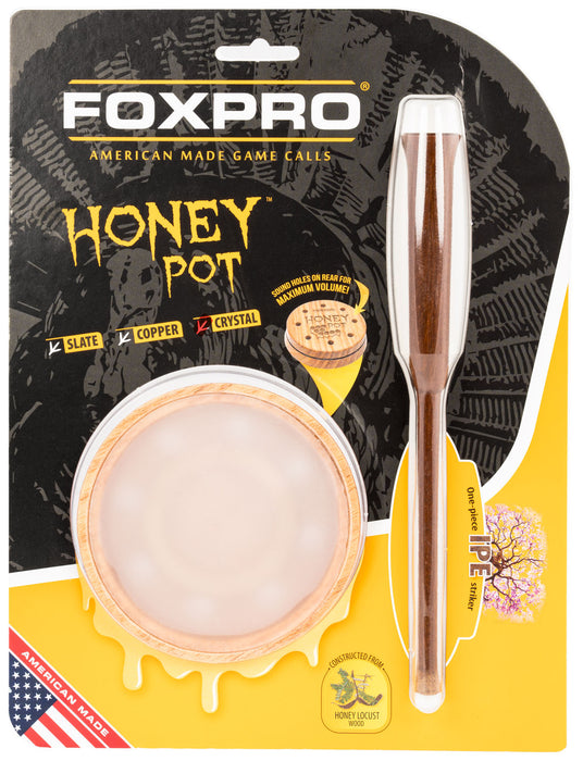 Foxpro HPCRYSTAL Honey Pot  Friction Call Turkey Sounds Attracts Turkeys Natural Honey Locust Wood/Crystal