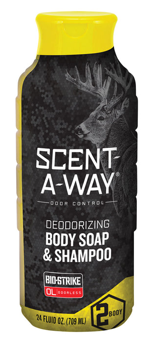 Scent-A-Way 100090 Bio-Strike Body Wash/Shampoo Odor Eliminator Odorless Scent 24 oz Liquid