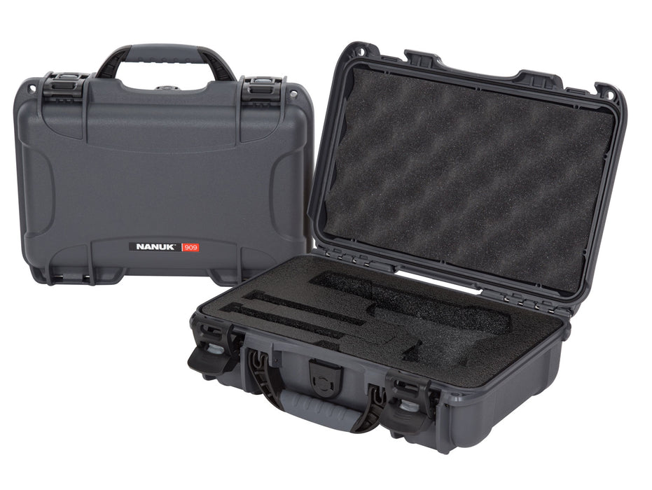 Nanuk 909CLASG7 909 Classic Gun Case Waterproof Graphite Resin w/ Closed-Cell Foam Padding 11.44" L x 7" W x 3.68" H Interior Dimensions