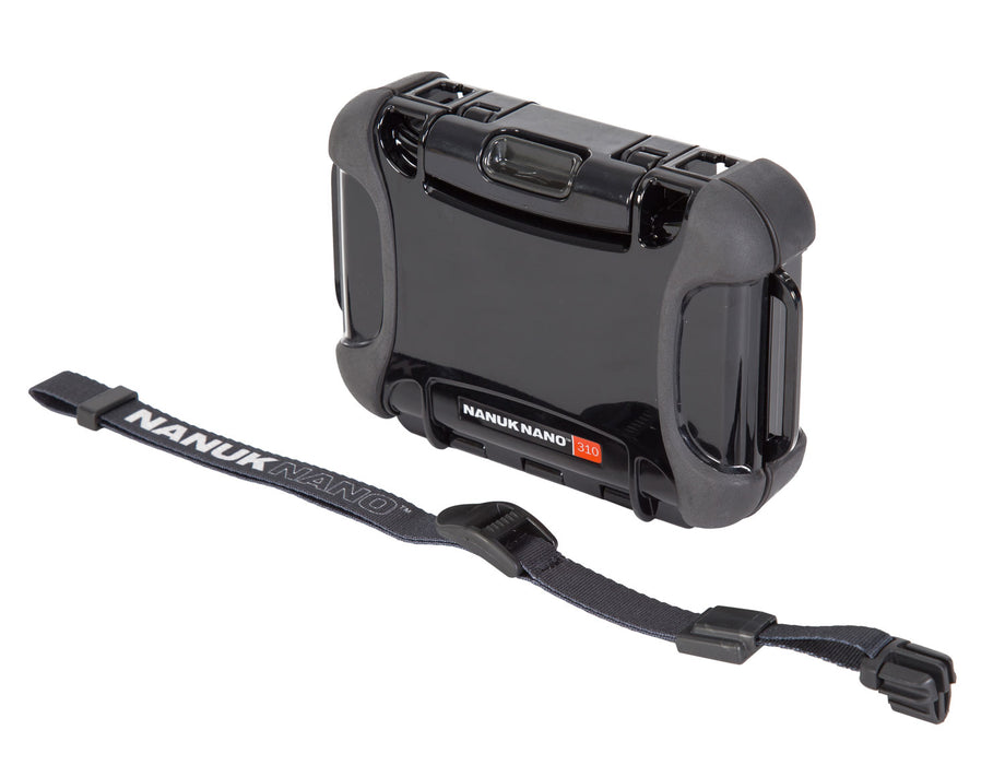 Nanuk 310-0001 Nano 310 Water-Resistant Black Polycarbonate Material with PowerClaw Latches 5.20" L x 3" W x 1.10" H Interior Dimensions Includes Carry Strap